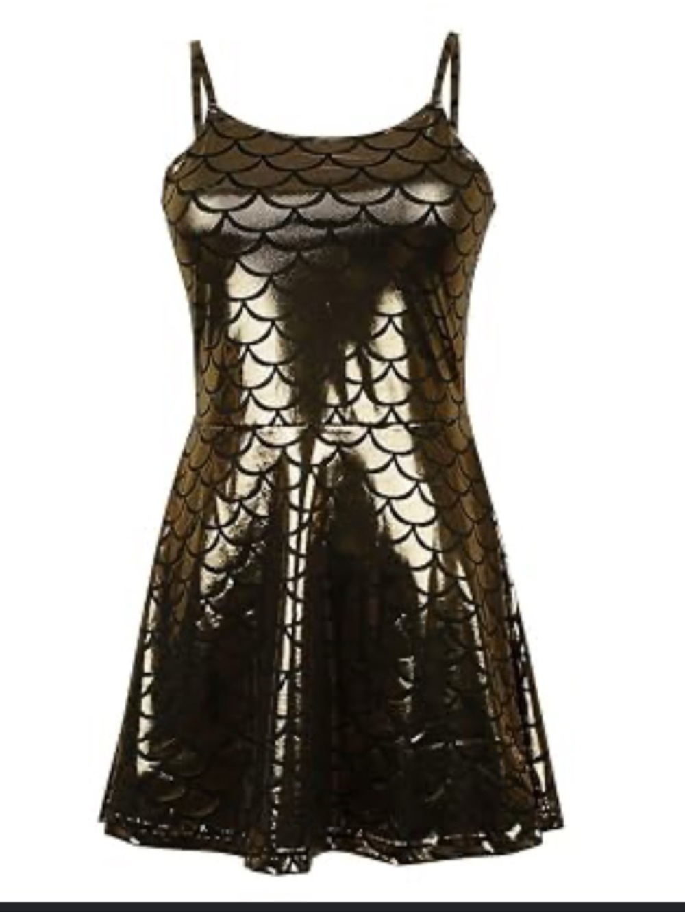 Metallic Gold Dragon Scale Spaghetti Strap Dress